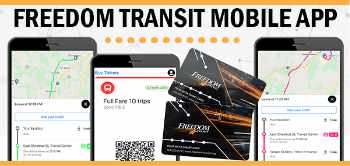 Freedom Transit mobile app available in Google Play and the Apple Store
